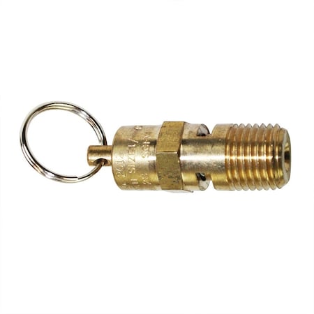 Interstate Pneumatics Brass Safety Valve 1/4 Inch MPT w/pull Ring 95 PSI ASME Certified V095-4